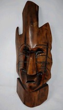 Vintage Hand Carved Wooden Tiki Totem Pole Mask Wall Decor