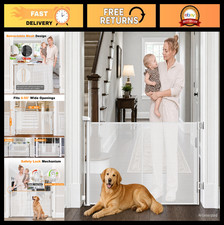 Retractable Baby Gates for Doorways 50" Wide Mesh Pet Gate