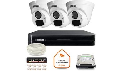 5902887070815 Zestaw monitoringu IP 3x kamera BCS-B-EIP15FR3(2.0) + rejestrator 