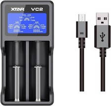 XTAR VC2 USB LCD Dual Battery Charger Li-ion Smart Charger Micro USB 3.7V Cells