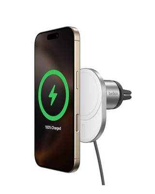 BELKIN MAGSAFE WIRELESS CAR CHARGER 15W FAST CHARGING MAGNETIC VENT HOLDER WHITE