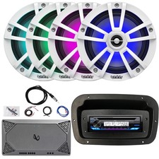 JVC CD Player Boat Receiver, 4x 6.5" Speaker, 4-Channel Compact Marine Amplifier