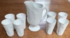 Vintage Indiana Milk Glass Pitcher Set with 8 -12oz Glasses Colony Harvest Grape