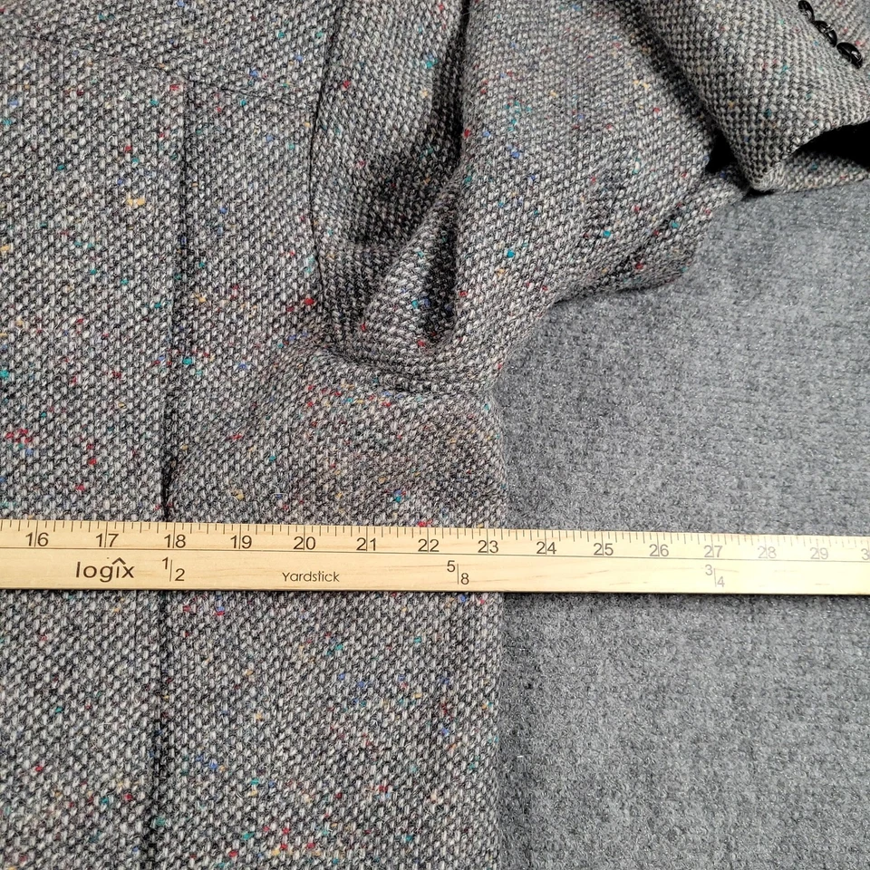 Jaqueta Blazer Pendleton Vintage Masculina 44 Alta Cinza Tweed Lã Cotovelo Patch Anos 80 EUA - Imagem 4 de 4
