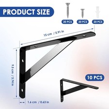 10PCS Heavy Duty Stainless Steel L Shaped Wall Mounted Shelf Brackets Support UK