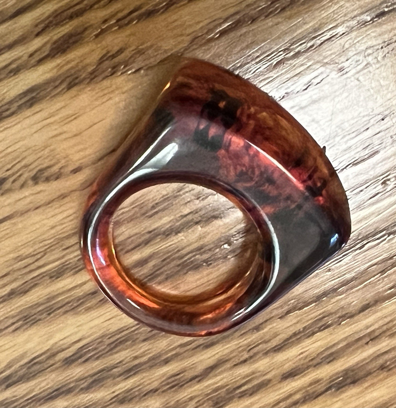 Large Solid Carved Polished Amber Band Ring Size 8 - image 8
