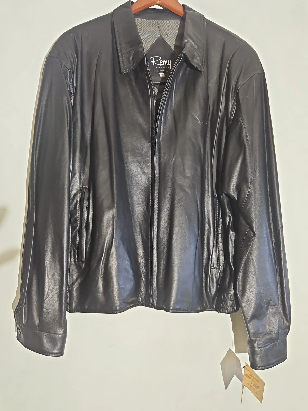 New With Tag Remy Lambskin Black Leather Jacket Mens Sz 48 BUTTER SOFT! VeryNice - product detail image 23