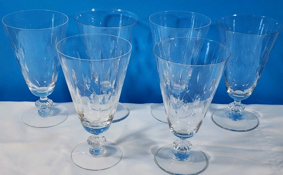 Duncan & Miller Willow Pattern Set Of 6 Iced Tea Goblets 6.5" - Image 2 of 4