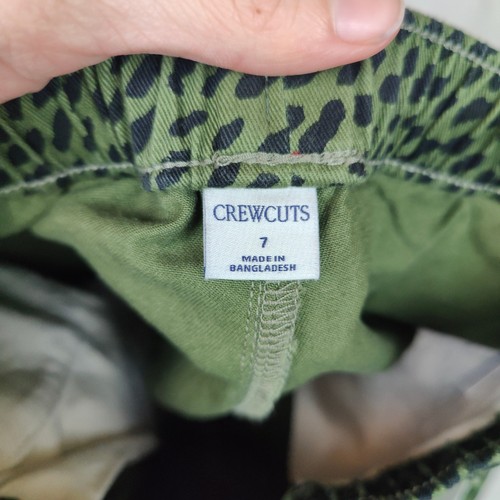 J Crew Crewcuts Chino Twill Pull On Pants Boys 7 Animal Spots Pesto Green NWT - Picture 4 of 7