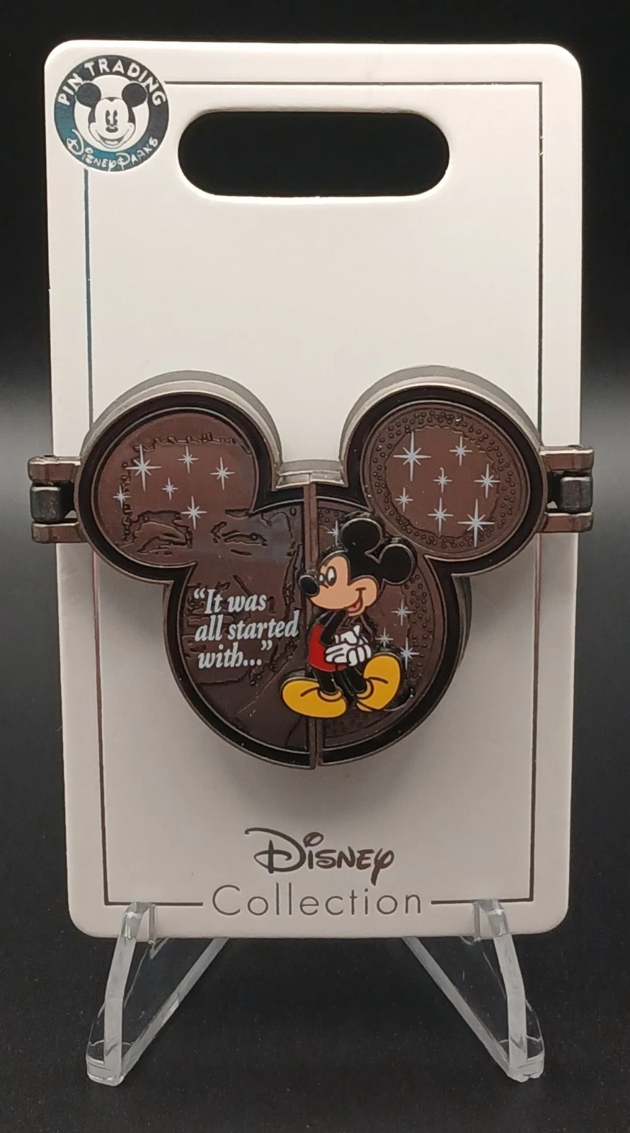 Disney Parks Walt Disney “It Was All Started With a Mouse” Mickey Pin Hinged
