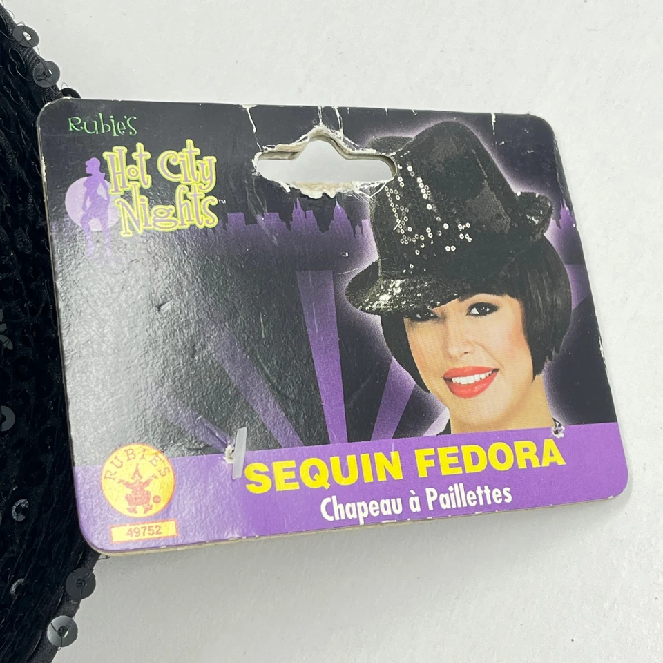 Disfraz de sombrero Fedora de lentejuelas negras para adultos de Rubie, talla única para la mayoría - NUEVO Foto 4 de 4