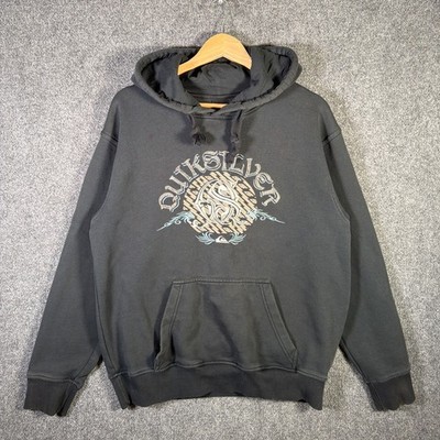 Vintage Quiksilver Hoodie Mens Large Black Y2K Skate Surf Billabong CaliFormica