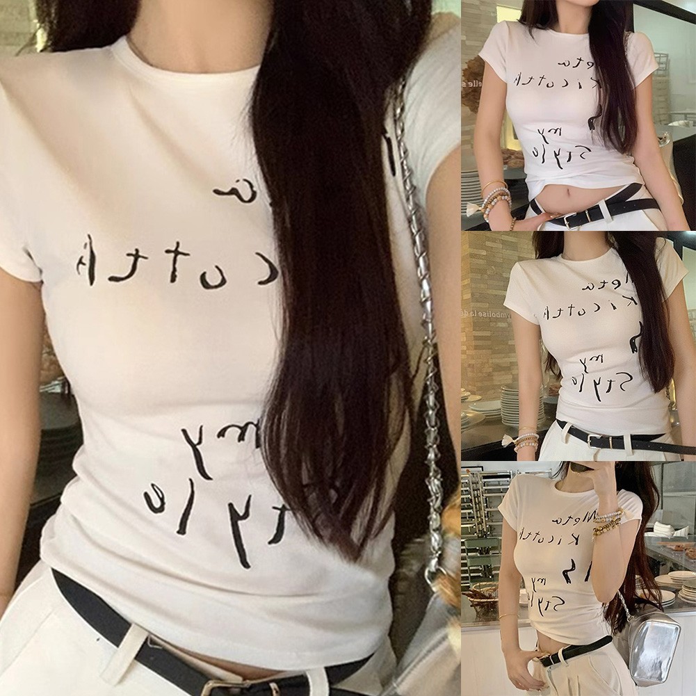 ALTRA Top donna tempo libero Fun and Flirty con testo retrò giocoso su tessuto morbido