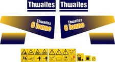NEW STYLE THWAITES 6 TONNE DUMPER DECALS AND SAFETY WARNING DECALS