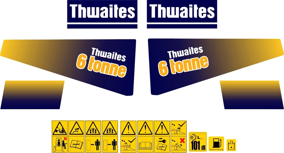 NEW STYLE THWAITES 6 TONNE DUMPER DECALS AND SAFETY WARNING DECALS - image 1 of 1