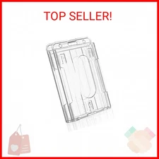 Pawfly 2 Pack Vertical 2-Card Badge Holder with Thumb Slot Hard Transparent PC C