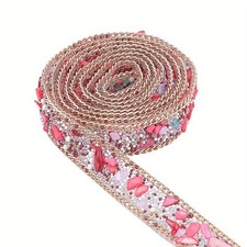About 1.09yards 1m Glass Hotfix Rhinestone Beaded Trim Seed Beads