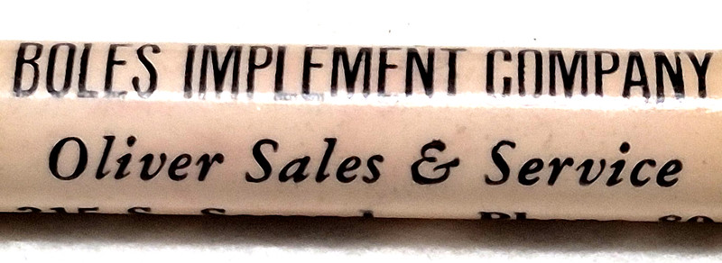 "OLIVER *Bowles Implement Co*Phone 80*Dodge City, Kansas" Unused Bullet Pencil