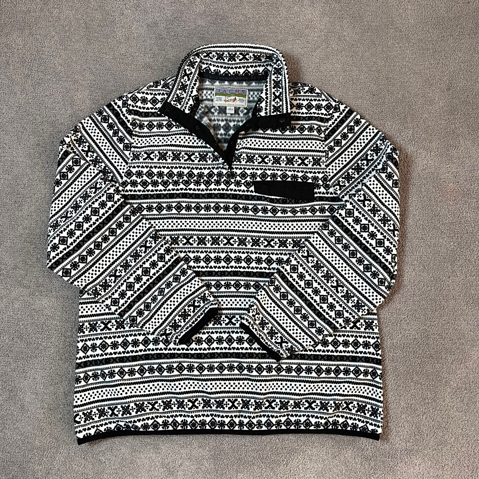 Jachs Cabin Fleece Sweatshirt Winter 1/4 Snap Pullover Pocket Women's Large
