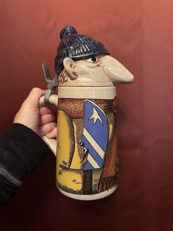 Vintage Antique German Beer Stein “ski und rodeln gut!” (skiing, Sledding)