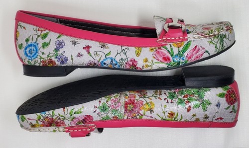 Mocasines planos de cuero con estampado floral gris rosa estrecho Ros Hommerson 'Regina' 11 - Imagen 4 de 9