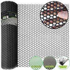 QueenBird Upgraded Plastic Chicken Wire Fence Mesh - 15.7IN x 10FT- Black/Green
