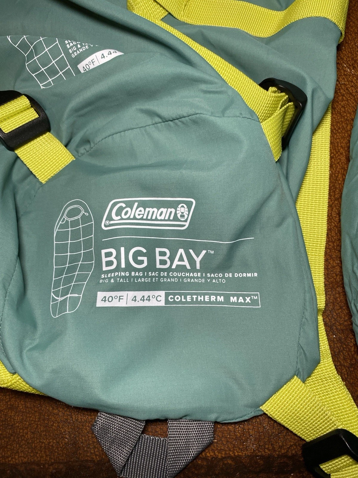 Coleman Big Bay 40°F Cold Weather Sleeping Bag Teal Green 36”x85” Coletherm Max