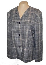 Vintage 1980s, Blazer, Evan-Picone, Business Lined Navy-Ivory Plaid 10