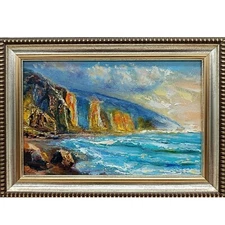 Seascape oil painting Original Art Impressionism Realism painting 6x4 mini Art