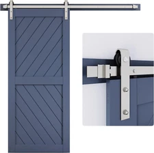 6.6 FT Brushed Nickel Sliding Barn Door Hardware Track Kit,Basic J Pulley,Heavy