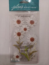 Jolee's Boutique ~ VELLUM DAISIES ~ Dimensional Stickers; White Flowers Floral