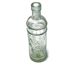 Decorative Clear Fruit Design Textured Glass Bottle 16 Oz A15