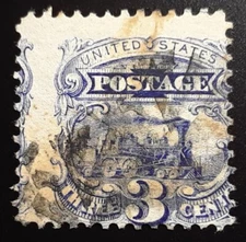 US Scott 114 3c Pictorial - Sound Stamp With Very Rare BROWN CANCEL - Scarce!
