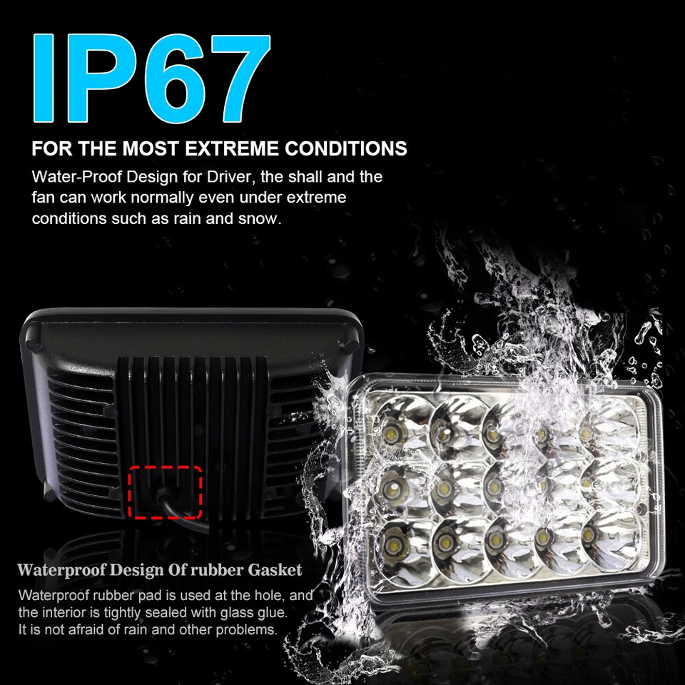 Faros LED altos/bajo DRL para Cadillac Fleetwood/DeVille 1975-1986 4 piezas 4x6" pulgadas Foto 3 de 4