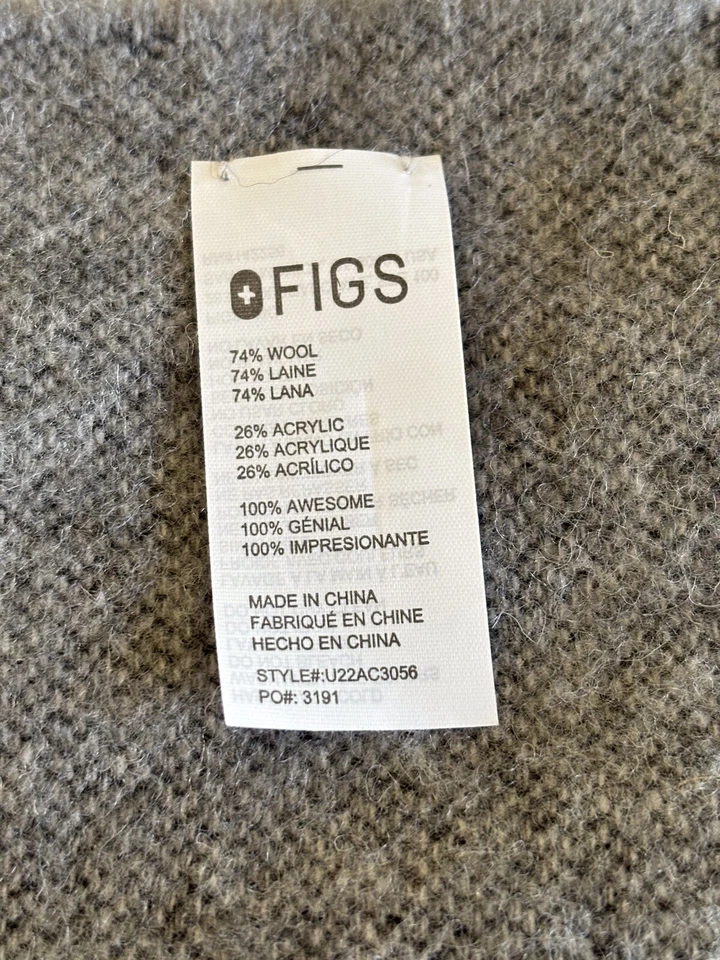 NWT Figs Brand Special Edition Logo Scarf Black/Gray Unisex 94”x 21” — 第 3/4 张图片