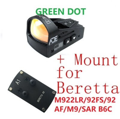 ADE RD3-012G GREEN Dot + A1 Optic Plate for Beretta M9 22LR/92FS/92AF/M9/SAR B6C