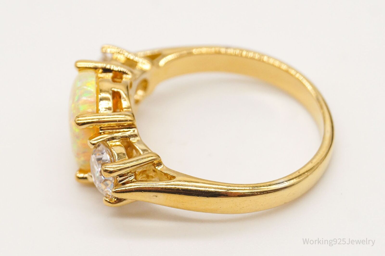 Designer UTC Opal Cubic Zirconia Gold Vermeil Ste… - image 5