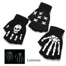 Luminous HalloweenEaster Fingerless Ghost Claw Gloves HalfFinger Skull Skeletonɞ