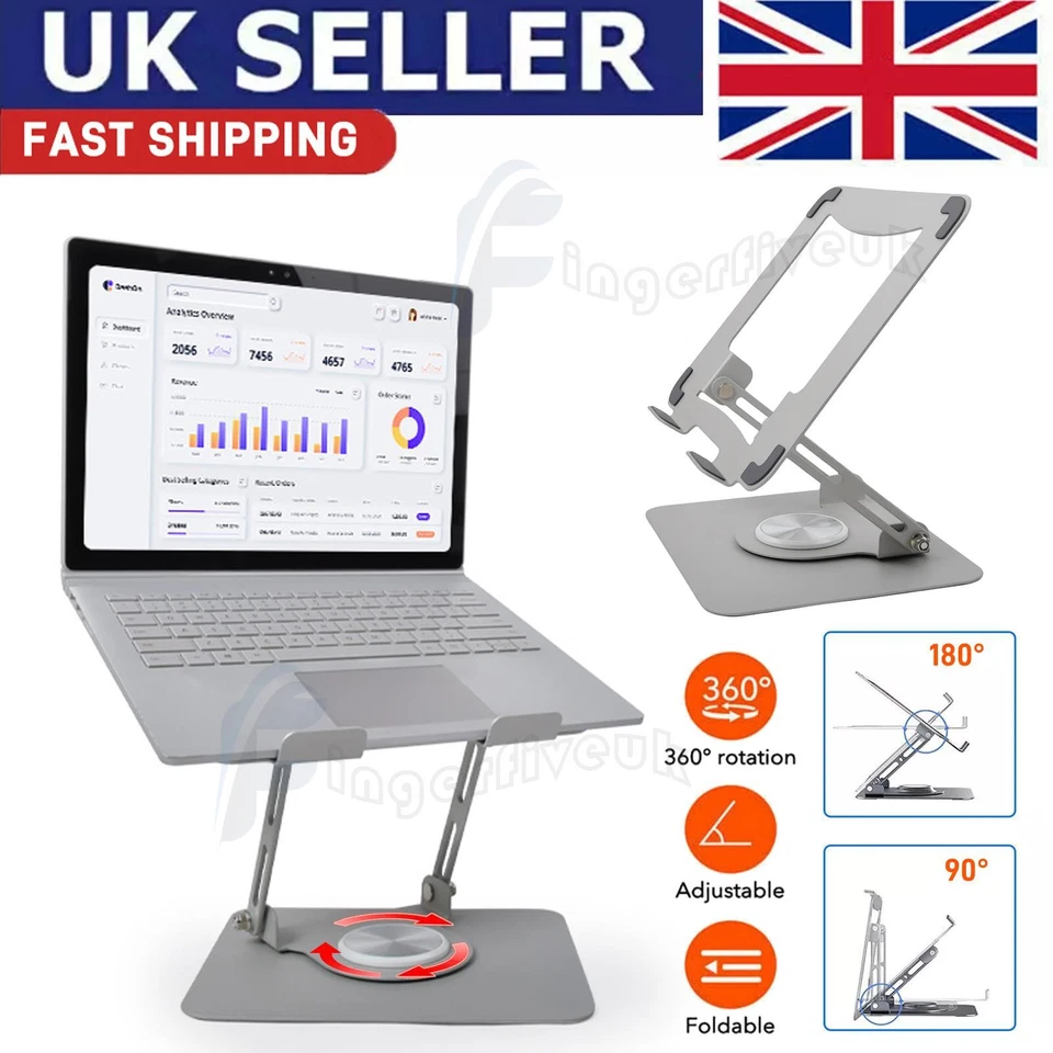 360° Metal Portable Laptop Tablet Stand Desktop Riser Bracket Adjustable Holder - Image 3 of 4