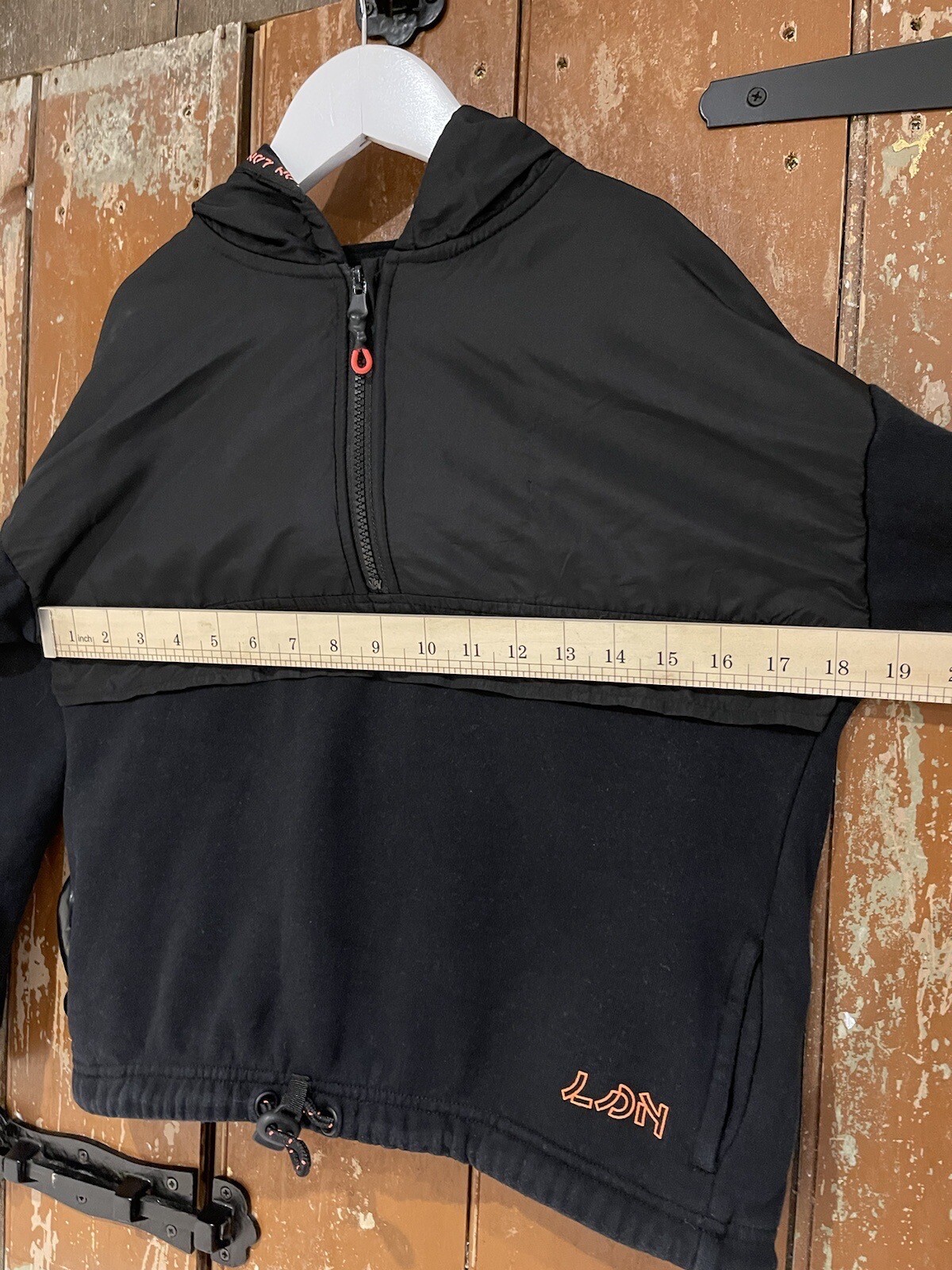 Losan Jacket Hooded Black Cotton Mix Kids Boys Size 12 Year Logo Pockets 1/4 Zip image 6