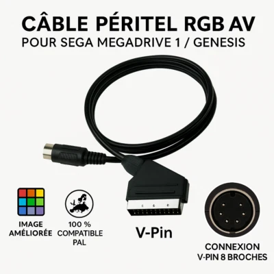 STRAßE GAME Câble Péritel AV RGB SCART pour Sega Megadrive 1 PAL – Genesis – Vpin