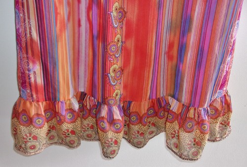 Grass Collection Long Strapless Smocked Dress -Orange Print -Boho-Hippie -Medium - Picture 3 of 10