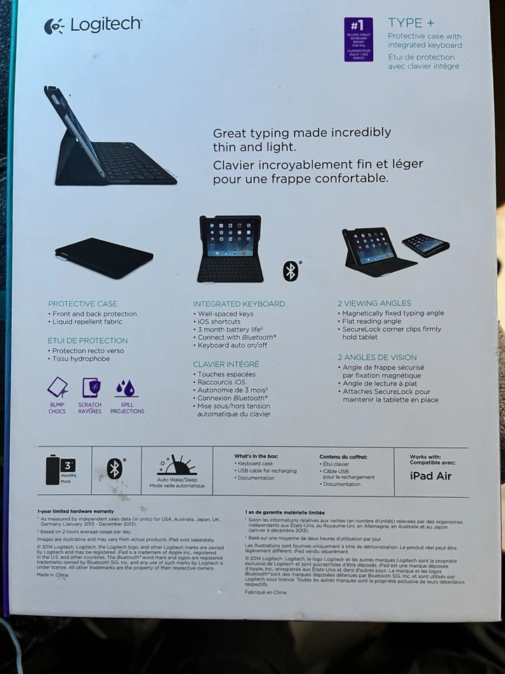 iPad Keyboard Case Logitech Bluetooth LED  Keyboard Hard Case Type + - Image 4 of 4