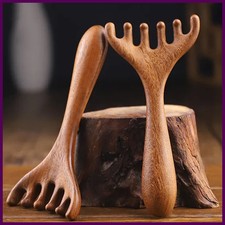 Head Meridian Massage Comb Anti-static Natural Wooden Wide Tooth Six-Claw Gua