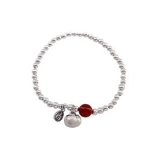 S925 Silver Red Agate Round Bead Bracelet for Women's New Chinese Style