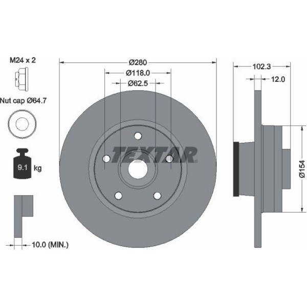 2X Textar 92153703 Bremsscheibe FüR Opel Renault Trafic Vivaro JL FL EL X83-image