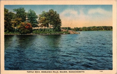 Vintage Turtle Rock Middlesex Fells Malden Massachusetts Postcard 1940