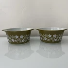 Vintage Pyrex Spring Blossom Green Crazy Daisy Avocado #473 Set Of 2