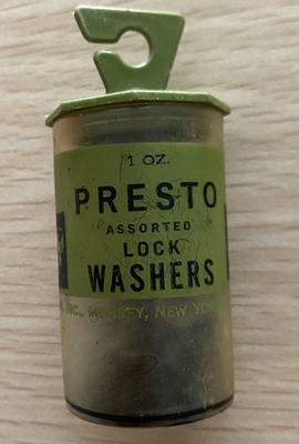 #ad #ad Vintage PRESTO Assorted Lock Washers Plastic Tin W Washers. 1oz Monsey NY $3.99