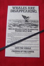 FRIENDS OF THE EARTH SAVE THE WHALE 1979 ORIGINAL VINTAGE ADVERT